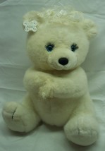VINTAGE 1980&#39;s Russ WHITE BRIDE TEDDY BEAR 12&quot; Plush Stuffed Animal Toy - $19.80