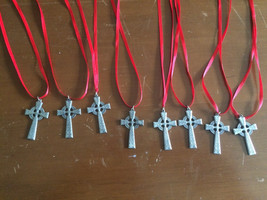 Lot of 8 hammered hand crafted cross Crucifix  pendant necklace - £19.65 GBP