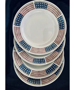 RWB Dinner Plates Gibson Stoneware 11&quot; American &quot;Flag&quot; Design  (4) - $35.00