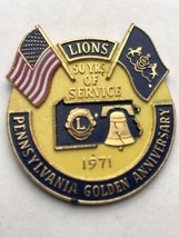 Lions Club 50 Years Service Pennsylvania 1971 Pin Gold Tone Vintage - £7.95 GBP