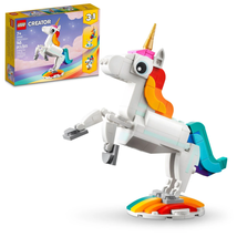 LEGO Creator 3 in 1 Magical Unicorn Toy to Seahorse to Peacock, Rainbow Animal F - £25.65 GBP