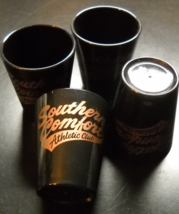 Southern Comfort Athletic Club Shot Glass Set of Four Black Plastic Gold Print - £8.59 GBP