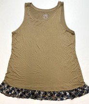 LOGO Layers Tunic Tank Top 1X Sleeveless Shirt Brown Boho Ruffle Velvet ... - $19.99