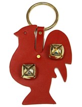 RED ROOSTER DOOR CHIME - LEATHER w/ SLEIGH BELLS - Amish Handmade in the... - £19.78 GBP