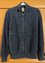LL Bean Mens Size M Full Zip Blue Heavyweight Ribbed Knit Cardigan Sweater - EUC - £23.16 GBP