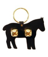 BLACK LEATHER HORSE DOOR CHIME w/ SLEIGH BELLS - Amish Handmade in USA - £18.66 GBP