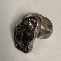 CHARLES ALBERT Tektite Meteorite &amp; Fine Sterling Silver .950 Adjustable Ring 20g - £136.19 GBP