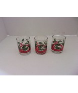 Vintage   Christmas Holly and Berries Shot  Glasses  2oz Set of 3 - $188.24 MXN