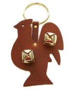 ROOSTER DOOR CHIME - BROWN LEATHER w/ JINGLE BELLS - Amish Handmade in t... - £18.66 GBP