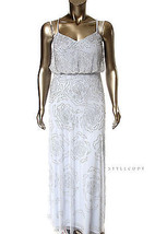 Adrianna Papell New Blue Spaghetti Strap Cross-Back Blouson Beaded Gown 12  $347 - £126.70 GBP