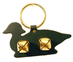 GREEN WOOD DUCK DOOR CHIME - LEATHER w/ SLEIGH BELLS - Amish Handmade in... - £19.95 GBP