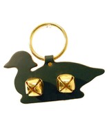 GREEN WOOD DUCK DOOR CHIME - LEATHER w/ SLEIGH BELLS - Amish Handmade in... - £20.02 GBP