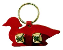 Red Wood Duck Door Chime   Leather W/ Jingle Bells   Amish Handmade In The Usa - £20.02 GBP