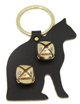 BLACK CAT LEATHER DOOR CHIME w/ SLEIGH BELLS - Amish Handmade in the USA - £19.84 GBP