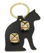 BLACK CAT LEATHER DOOR CHIME w/ SLEIGH BELLS - Amish Handmade in the USA - $24.97