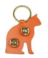ORANGE CAT LEATHER DOOR CHIME w/ SLEIGH BELLS - Amish Handmade in the USA - £20.02 GBP