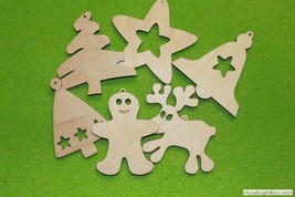 Christmas angel, xmas, stars, wood craft decoration set of 6 laser cut HANGING - £7.62 GBP