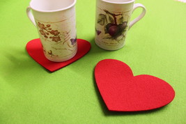 Eco Friendly Hearts Shape  Felt Coasters Set of 2 - £3.34 GBP