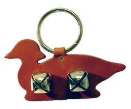 Brown Wood Duck Door Chime   Leather W/ Jingle Bells   Amish Handmade In The Usa - £19.72 GBP