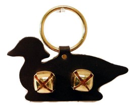 Black Wood Duck Door Chime   Leather W/ Jingle Bells   Amish Handmade In The Usa - £19.78 GBP