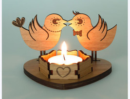 Tea Light Garden Lantern Wooden Indoor, outdoor  Valentine Bird Candle Holder - £6.01 GBP