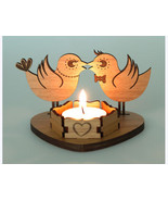Tea Light Garden Lantern Wooden Indoor, outdoor  Valentine Bird Candle H... - $10.22 CAD
