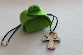 Wood Christian Cross Ankh Pendant  20&quot; Leather Necklace Irish Celtic Ornament - £7.20 GBP