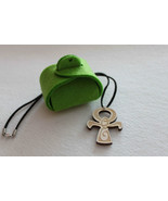 Wood Christian Cross Ankh Pendant  20&quot; Leather Necklace IRISH CELTIC ORN... - $171.25 MXN