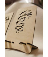 Wooden Phone Holder Stand Samsung Galaxy S3 S4 Smartphone Dragon - $7.50