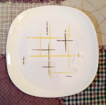 SALEM Jack Straw Accent Dinner Plate MCM VTG Brown Yellow Lines Square - £23.29 GBP