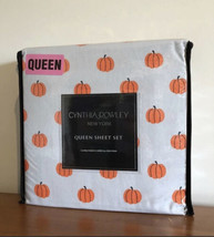 New Cynthia Rowley Cute Fall Pumpkins 4 Piece Queen Sheet Set 100% Micro... - £51.78 GBP