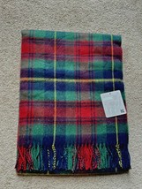 Oversized Plaid Scarf Super Soft Blue Green &amp; Red Faux Cashmere, Wrap up Warm - $16.66