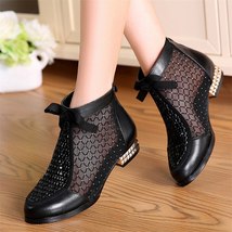 Size 35-44 Summer New Cool Mesh Boots Fashion Rhinestone Bow Mesh Women Boots Le - £42.76 GBP
