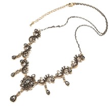 Luxury Grey Crystal Flower Necklace For Woman Boho Ethnic Wedding Jewelry Antiqu - £9.93 GBP