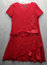Sandra Darren 2 Piece Blouse &amp; Skirt Set Womens 16 Red Beaded Embroidere... - $39.40