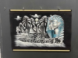 Beautiful Handmade Velvet Painting: Ancient Egyptian Legacy Featuring Ne... - $119.00