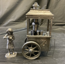 Michael Ricker Pewter Park City Town Hall Popcorn Stand &amp; Girl - £51.18 GBP