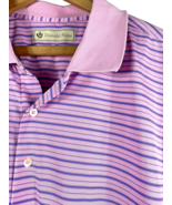 Donald Ross Polo Shirt Size 2XL XXL Mens Pink &amp; Blue Stripe Short Sleeve... - £43.71 GBP