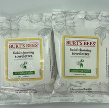 Burts Bees Sensitive Facial Cleansing Towelettes + Cotton Extract 10 Ct Lot of 2 - £6.14 GBP