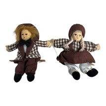Ashley Belle Swinging Doll Pair Porcelain Face Wood Swing Boy &amp; Girl Swedish - £29.85 GBP