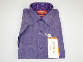 Men Premium Quality Soft Linen Sports Shirt INSERCH Short Sleeves SS717 Purple image 5