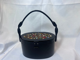 1950&#39;s Lucite Purse Beaded Faux Pearl Rhinestone Adorned  Box Handbag - £142.40 GBP