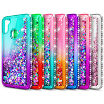 For Samsung Galaxy A11 Phone Case Liquid Glitter Cover +Tempered Glass Protector - £14.78 GBP