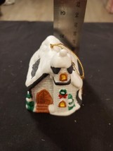 Ceramic Christmas Ornament Mini Village Cottage House Hand Painted - £7.59 GBP