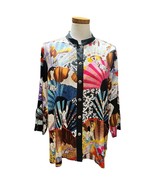 Citron Santa Monica Silk Blend Colorful Parfums Print Women&#39;s Top Blouse... - $71.28