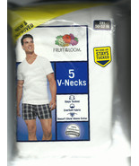 5 Mens White Vneck T SHIRTS 2XL 100% Cotton Short sleeve Shirt Fruit of ... - $57.99 CAD