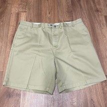 Lands End Mens Traditional Fit Khaki Chino Flat Front Shorts Size 46 Cotton - $35.64