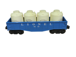 Vintage Lionel No.6112 Blue Plastic Gondola Train Car w/ 4 Tanks - $14.80