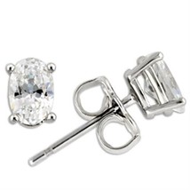 925 Sterling Silver 6x4mm Oval Cut Studs AAA+ Simulated Diamond Earrings Gifts - £40.07 GBP