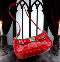 Red Gothic Heart Buckle Bag – Croc Shoulder Purse Underarm Chain Style - $35.28 CAD